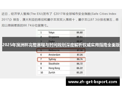 2025年澳洲杯完整赛程与时间规划深度解析权威实用指南全面版